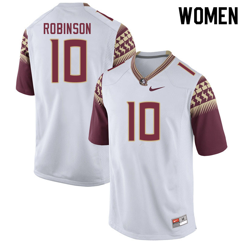 Women #10 Jammie Robinson Florida State Seminoles College Football Jerseys Sale-White - Click Image to Close